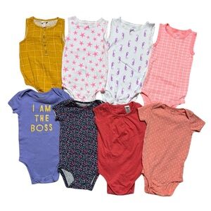Toddler Baby Girl Short Sleeve Bodysuits Onesies Bundle Lot | 18M | Carter’s